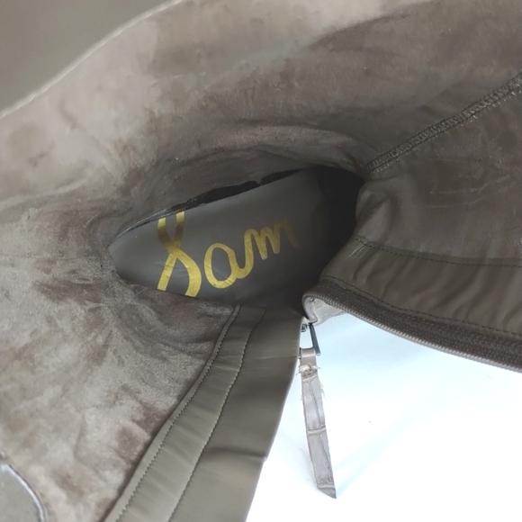 Sam Edelman Fable Tall Riding Boots Sz 7.5 Tan Croc Leather EUC - Picture 9 of 11